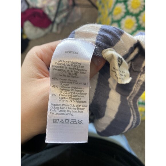 CLEARANCE Madewell XS Ribbed Sweetheart Tee in Stripe in Sunfaded Indigo - Picture 9 of 9